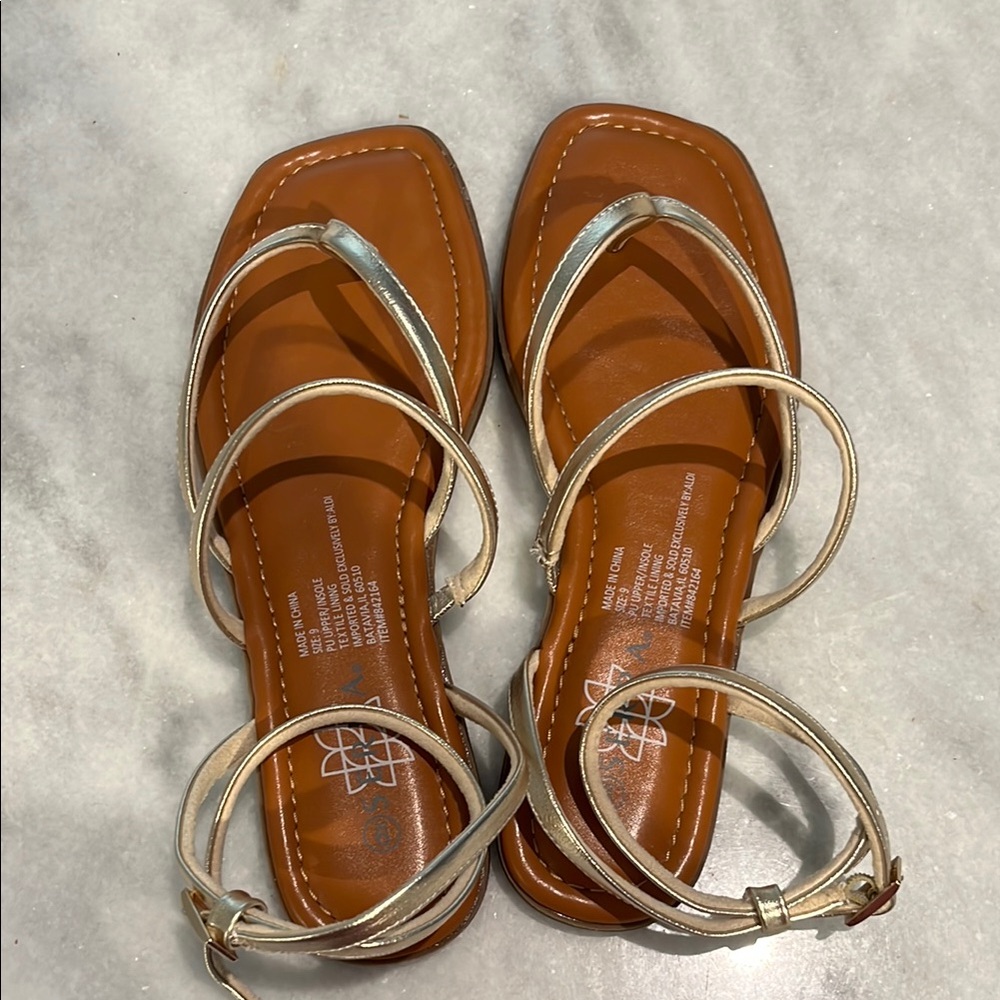 Elegant Gold Strappy Sandals-NWOT!